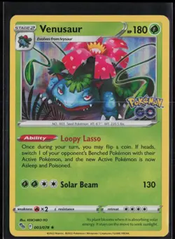 Venusaur 003/078 NM Pokemon GO Rare Holo Pokemon - Image 1