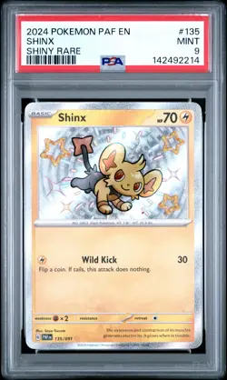 2024 POKEMON PAF EN-PALDEAN FATES SHINY RARE #135 SHINX PSA 9 - Image 1