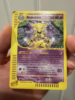 Alakazam 1/165 Holo Unlimited Rare Pokemon Card Gold Expedition TCG - Image 1