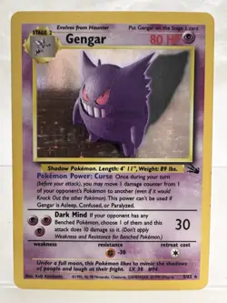 Pokemon Gengar Fossil Holo Rare 5/62 Unlimited 80 HP English - Image 1