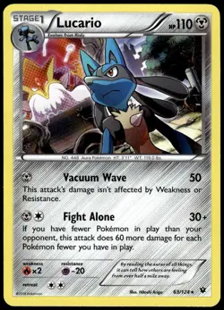 Lucario 63/124 Holo Rare Fates Collide Pokemon Holo NM - Image 1