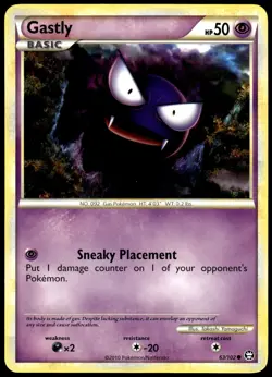 Gastly 63/102 Common HGSS Triumphant Pokemon LP - Image 1