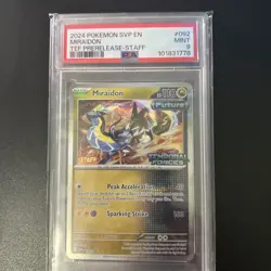 2024 POKEMON SVP PROMO TEMPORAL FORCES PRERELEASE-STAFF #092 MIRAIDON PSA 9 - Image 1
