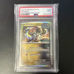 2024 POKEMON SVP PROMO TEMPORAL FORCES PRERELEASE-STAFF #092 MIRAIDON PSA 9 - Image 1