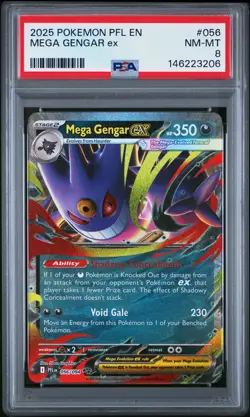 2025 POKEMON PFL EN-PHANTASMAL FLAMES #056 MEGA GENGAR EX PSA 8 - Image 1