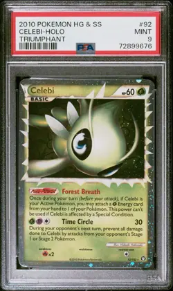 2010 POKEMON HEARTGOLD & SOULSILVER TRIUMPHANT #92 CELEBI-HOLO PSA 9 - Image 1