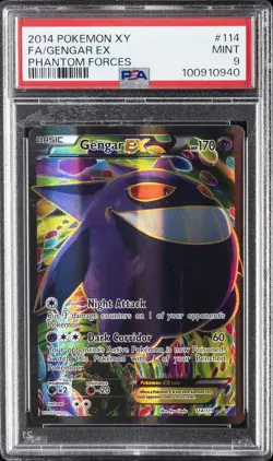 2014 POKEMON XY PHANTOM FORCES #114 FULL ART/GENGAR EX PSA 9 - Image 1