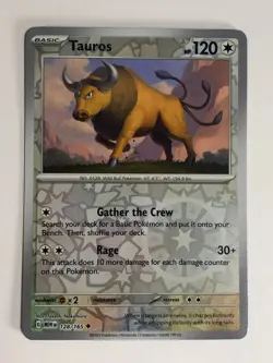 Pokemon TCG 151 Reverse Holographic Tauros 128/165 Near Mint - Image 1