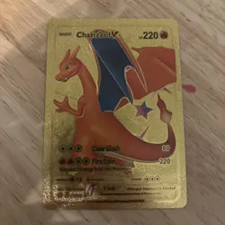 Pokemon Charizard V HP 220 Custom Gold Foil Fan Art Card 079/073 - Image 1