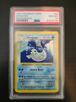 1999 SHADOWLESS Dewgong PSA 10 #25 Pokemon - Image 1