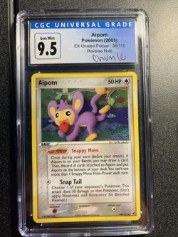 CGC 9.5 Aipom 34/115 Unseen Forces Reverse Holo Pokemon TCG Signed By Chumlee - Image 1