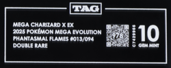 2025 Pokemon Phantasmal Flames 013/094 Mega Charizard X EX RR TAG 10 (978) - Image 3