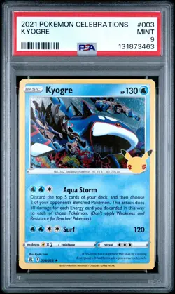2021 POKEMON CELEBRATIONS #003 KYOGRE PSA 9 - Image 1