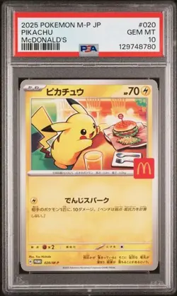 Pikachu #20 - Japanese Pokemon McDonalds Promo - PSA 10 - Image 1