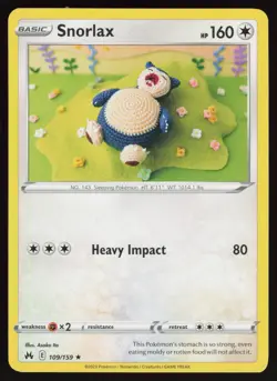SNORLAX 109/159 RARE CROWN ZENITH POKEMON NM/M - Image 1