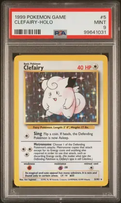 1999 Pokemon Unlimited Base Set Clefairy Holo 5/102 PSA 9 MINT - Image 1