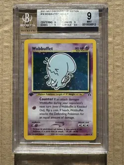 2001 Pokemon Neo Discovery 1st Edition Wobbuffet #16 Holo BGS 9 - Image 1