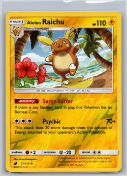 Alolan Raichu (SM Crimson Invasion) 31/111 Rare Reverse Holo Pokemon NM - Image 1