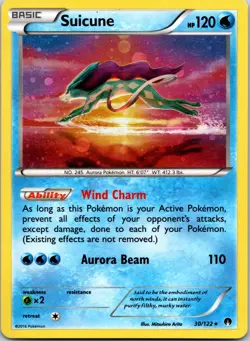 Suicune 30/122 Holo Rare BREAKpoint Pokemon Cosmo Holo Near Mint - Image 1