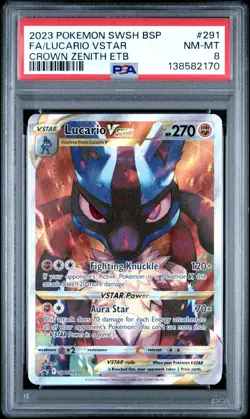 2023 POKEMON SWSH BLACK STAR PROMO #291 FULL ART/LUCARIO VSTAR PSA 8 - Image 1