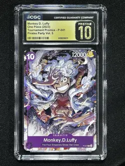 One Piece CCG Monkey.D.Luffy P-041 Tournament Promo, CGC Pristine 10 - Image 1