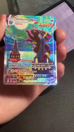 Pokemon TCG Umbreon VMAX Holo Secret Rare Card Evolving Skies 215/203 HP/DMG - Image 2