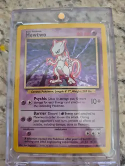 Pokemon TCG Mewtwo Holo Rare Base Set (1999) 10/102 WOTC Condition HP - Image 1