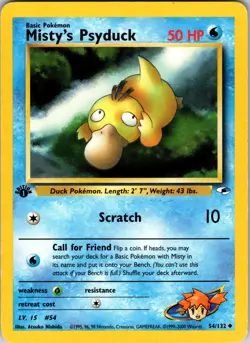 Misty's Psyduck 054/132 Gym Heroes Pokemon MP 1st Edition - Image 1