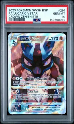 2023 POKEMON SWSH BLACK STAR PROMO #291 FULL ART/LUCARIO VSTAR PSA 10 - Image 1