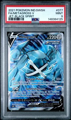POKEMON INDONESIAN SWORD & SHIELD JET-BLACK SPIRIT FULL ART/METAGROSS V PSA 9 - Image 1