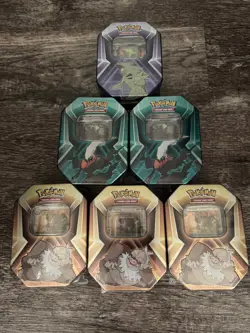 Lot of 6 Triple Whammy Collector Sealed Tin Set Pokemon TCG (18 Booster Packs) - Image 1