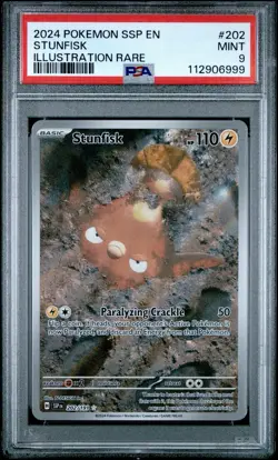 2024 Pokemon SSP EN-S&V Stunfisk Illustration Rare #202/191 PSA 9 MINT! - Image 1