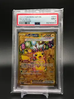 2024 POKEMON SSP EN-SURGING SPARKS HYPER RARE #247 PIKACHU EX PSA 9 - Image 1