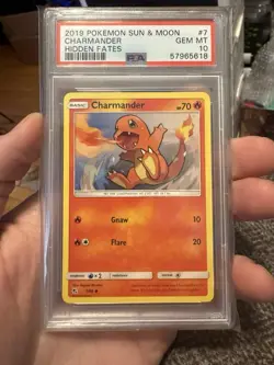 2019 POKEMON SUN & MOON HIDDEN FATES #7 CHARMANDER PSA 10 - Image 1