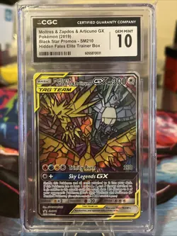 Pokemon TCG Moltres Zapdos Articuno GX SM210 Hidden Fate Promo CGC Gem Mint 10 - Image 1