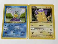 Pokemon TCG Base Set 1st edition Pikachu 58/102 Schiggy 63/102 GERMAN NM-Mint - Image 1