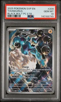 PSA 10 2025 POKEMON BLACK BOLT POKEMON CENTER ETB PROMO SVP #209 THUNDURUS - Image 1