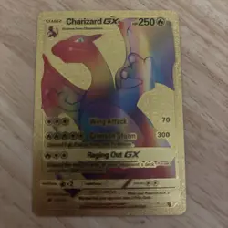 Pokemon Gold Foil Fan Art Card CHARIZARD GX 250HP 150/147 Rainbow - Image 1