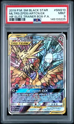 2019 POKEMON SM BLACK STAR PROMO FULL ART/MOLTRES & ZAPDOS & ARTICUNO GX PSA 9 - Image 1