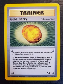 Pokemon Trainer Tool Gold Berry 93/111 Pokemon Neo Genesis - Excellent Condition - Image 1
