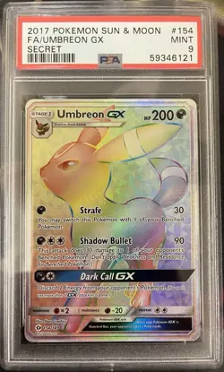 Pokemon Umbreon GX (Secret) 154/149 Rainbow SM Base Set Holo PSA 9 - Image 1