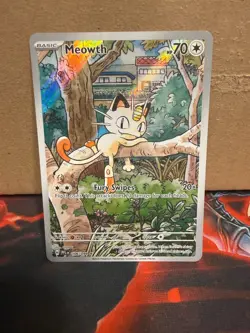 Pokemon TCG Meowth 106/094 Phantasmal Flames Illustration Rare Holo - Image 1