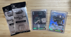 2015 Weiss Schwarz Attack on Titan Mikasa Signature SP Cart 2x Promo Packs - Image 1