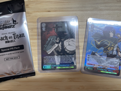 2015 Weiss Schwarz Attack on Titan Mikasa Signature SP Cart 2x Promo Packs - Image 3