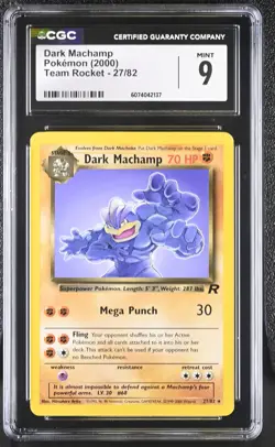 CGC 9 MINT Dark Machamp 2000 Team Rocket 27/82 Pokemon Card - Image 1