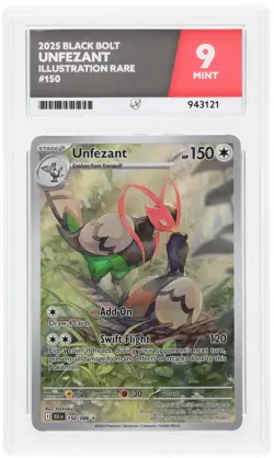 Unfezant Illustration Rare #150/086 2025 Black Bolt Pokemon Card ACE 9 Mint - Image 1