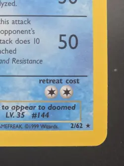 Pokemon TCG Articuno Fossil Holo Card 2/62 Vintage Rare LP - Image 2