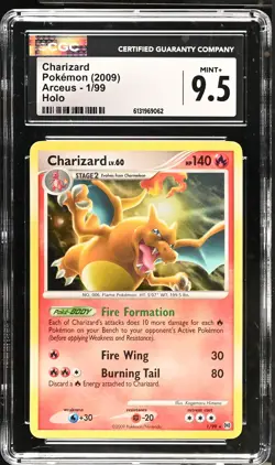 CGC 9.5 MINT+ Charizard 1/99 Holo Arceus Pokemon Card - Image 1