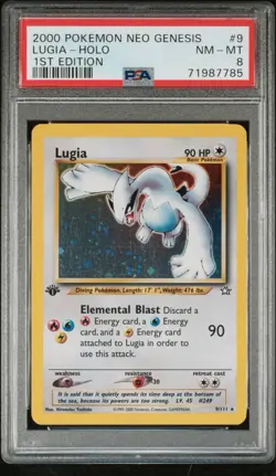 Pokemon Neo Genesis Lugia 1st Edition TCG Holo Card 9/111 PSA 8 Graded English - Image 1