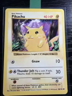 Pikachu 58/102 Shadowless Yellow Cheeks Base Set Pokemon Card 1999 WOTC NM - Image 1